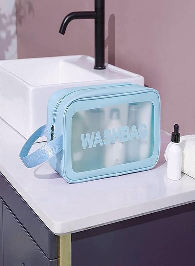 Rinkify Waterproof Travel Toiletry and Makeup Organizer Large Capacity Translucent Pouches with Handles for Brushes, Accessories, and Cosmetics - Convenient Travel Storage Kit Set of 3 - Image 5
